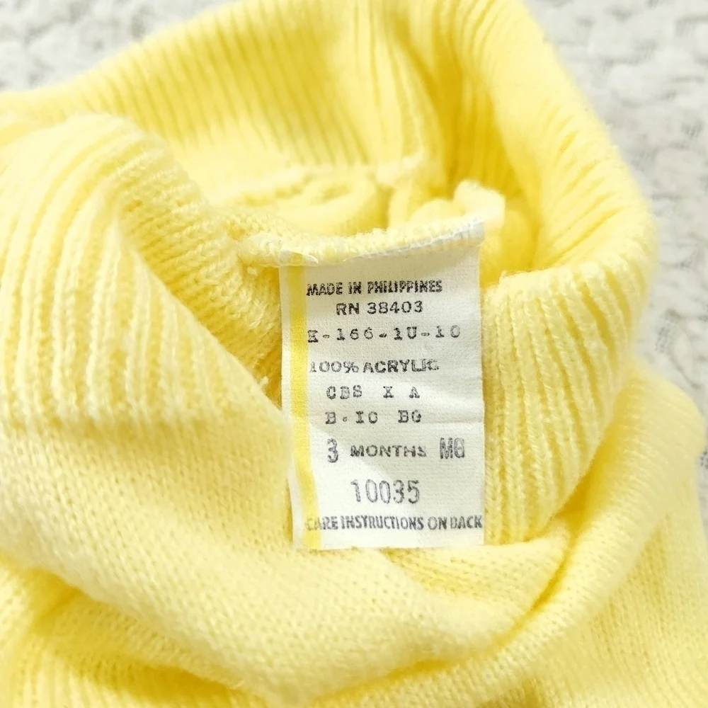 Vintage Yellow Knit Embroidered Chicks Easter 2 Piece Sweater Set 3 Mo